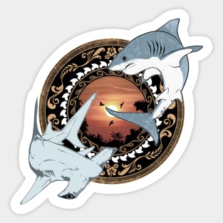 White Shark and Hammerhead Shark Dive Polynesia Sticker